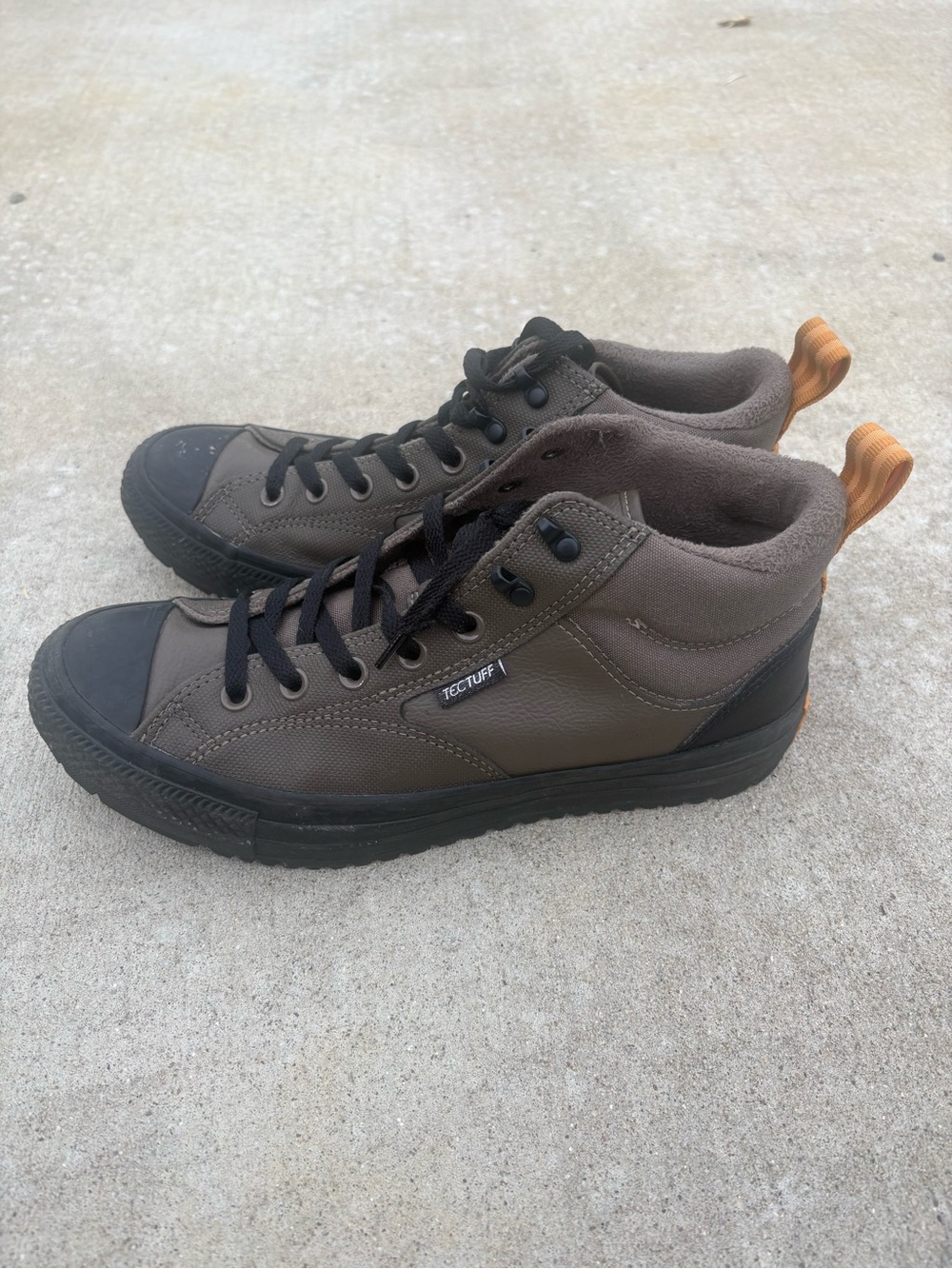 Converse Men’s High-Top Sneakers TecTuff Olive and Black with Orange Pull Tabs - Picture 3 of 8
